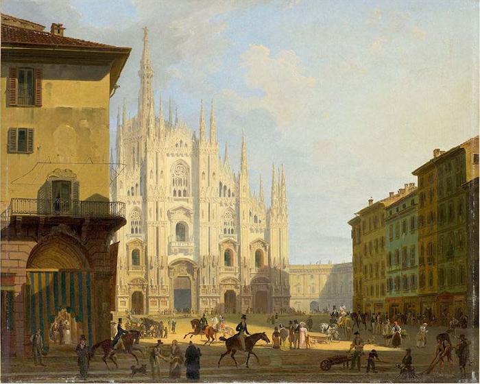 Giovanni Migliara Veduta di piazza del Duomo in Milano France oil painting art